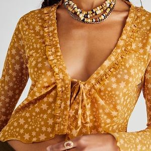 NWT **black tie front free people top!